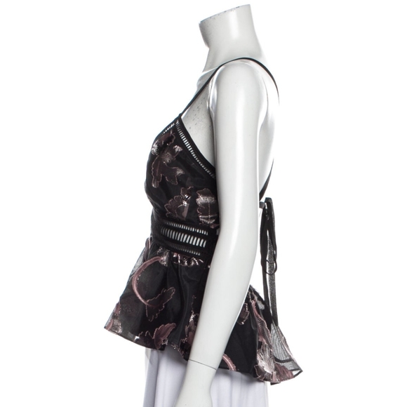 🚫 Sold 🚫 Rebecca Taylor - Floral Print Plunge Neckline Crop Top - XS/2 - Picture 2 of 7